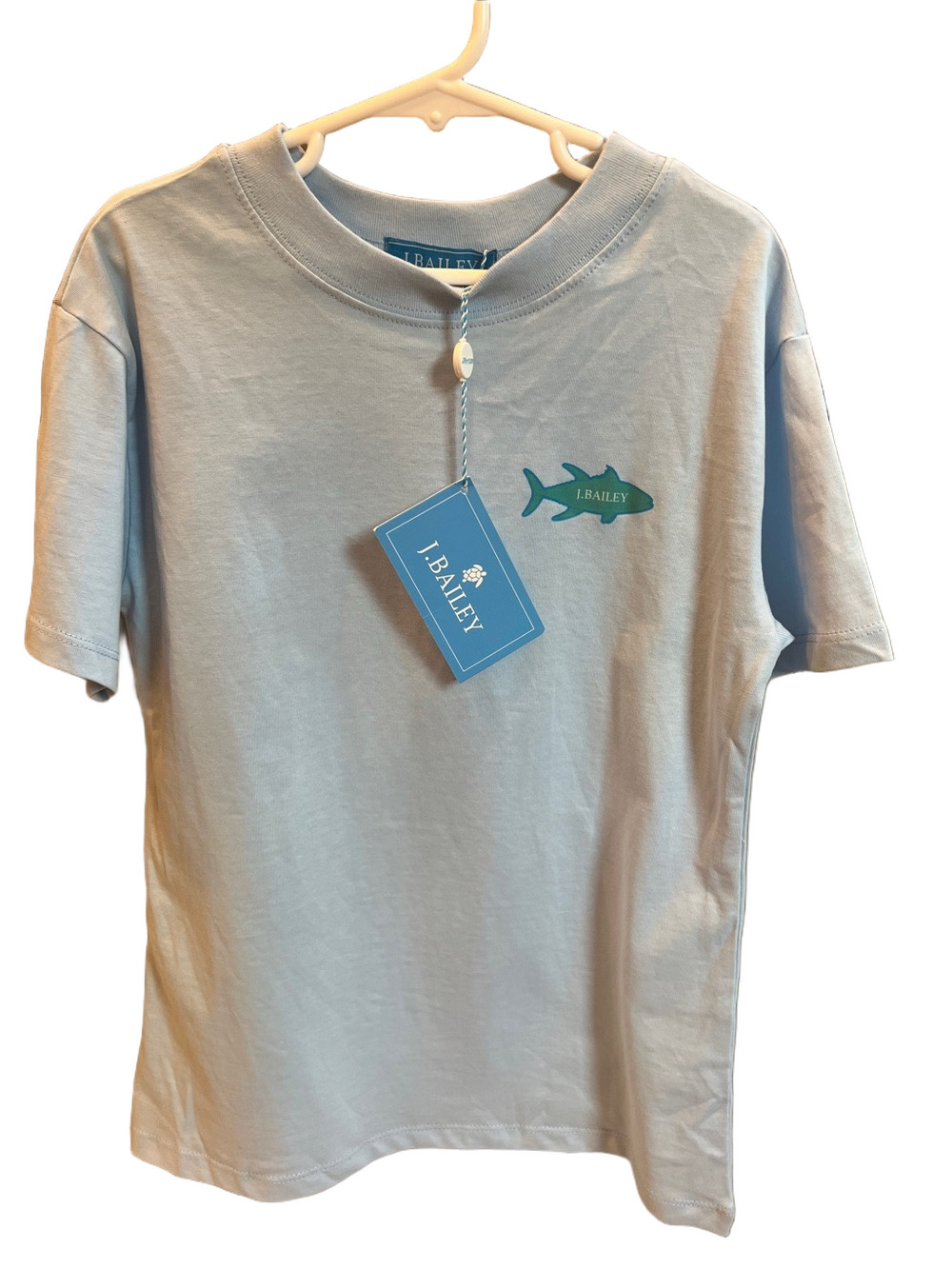 NWT J. Bailey Light Blue Tee with Teal Fish Graphic - Sz 8